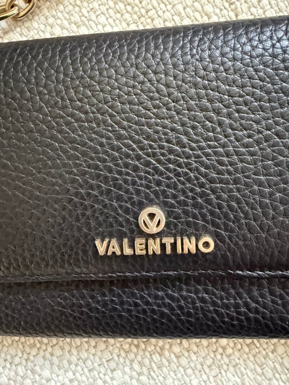 Valentino by Mario Valentino black leather wallet on chain/crossbody bag with go - Picture 2 of 5